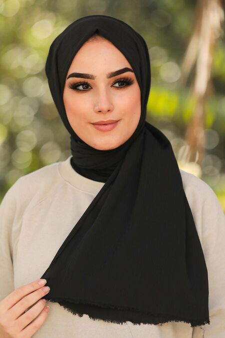 Black Hijab Shawl 7571S - NEVA STYLE