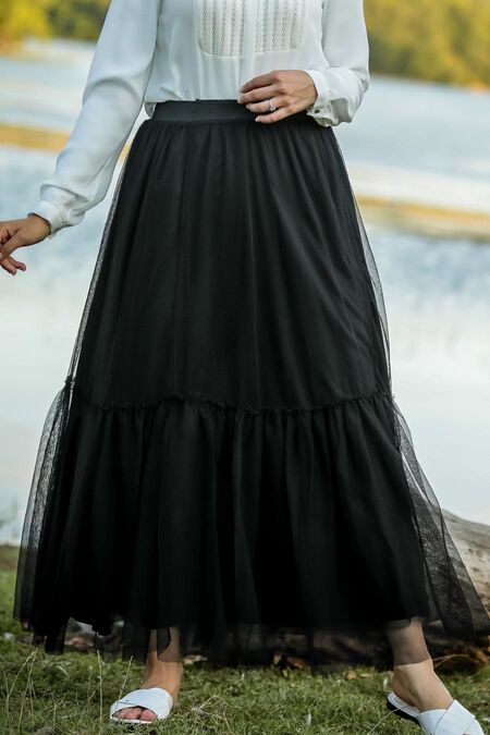 Black Hijab Skirt 18580S - NEVA STYLE