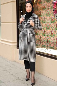 Black Hijab Stamp Coat 2341S - 2