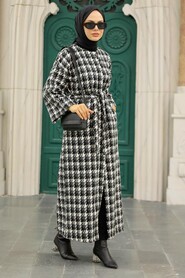 Black Hijab Stamp Coat 5663S - 2