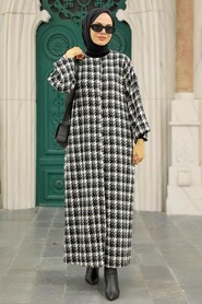 Black Hijab Stamp Coat 5663S - 1