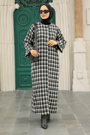 Black Hijab Stamp Coat 5663S - 3
