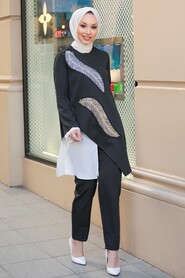 Black Hijab Suit Dress 10332S - 1