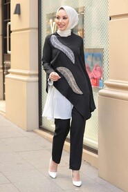 Black Hijab Suit Dress 10332S - 2