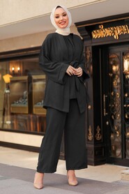 Black Hijab Suit Dress 1104S - 1