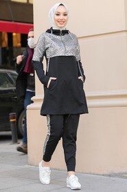 Black Hijab Suit Dress 11370S - 1