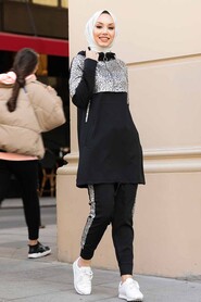 Black Hijab Suit Dress 11370S - 2