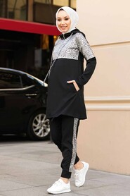 Black Hijab Suit Dress 11370S - 3