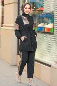 Black Hijab Suit Dress 1163S - 1