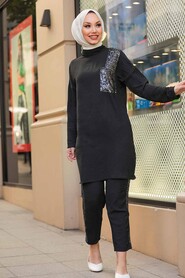Black Hijab Suit Dress 12112S - 3