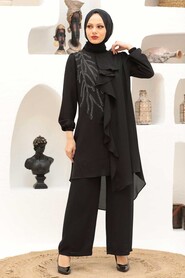 Black Hijab Suit Dress 12510S - 2