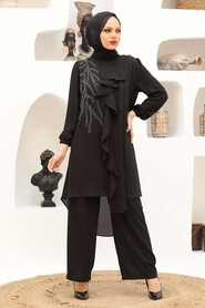 Black Hijab Suit Dress 12510S - 1