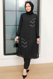 Black Hijab Suit Dress 13090S - NEVA STYLE