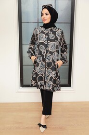 Black Hijab Suit Dress 13091S - 1