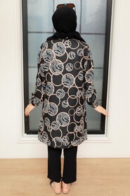 Black Hijab Suit Dress 13091S - 4