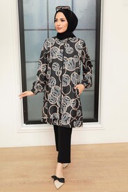 Black Hijab Suit Dress 13091S - 2