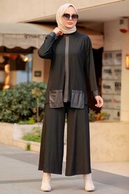 Black Hijab Suit Dress 19240S - 1