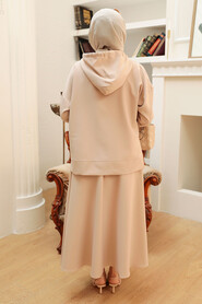 Beige Hijab Suit Dress 21035BEJ - 4