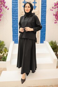 Black Hijab Suit Dress 21035S - 2