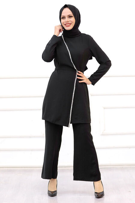 Rabia🕊️ | Designer Black Cotton Suit with Traditional Ivory Block Print