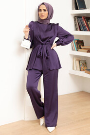 Purple Hijab Suit Dress 3457MOR - 1