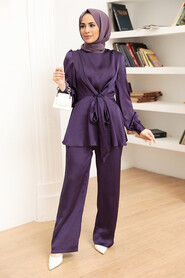 Purple Hijab Suit Dress 3457MOR - 2
