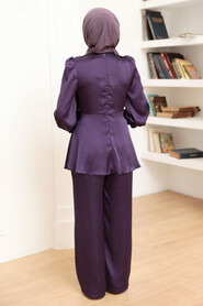 Purple Hijab Suit Dress 3457MOR - 3