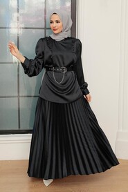Black Hijab Suit Dress 34621S - NEVA STYLE