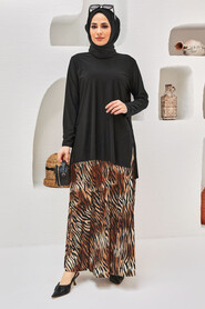 Black Hijab Suit Dress 41372S - 3
