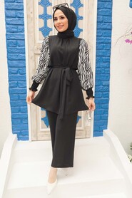 Black Hijab Suit Dress 4837S - 1