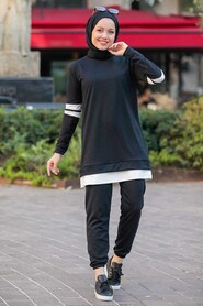 Black Hijab Suit Dress 55990S - 2