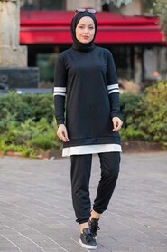 Black Hijab Suit Dress 55990S - 1