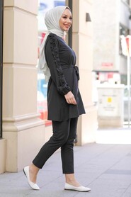 Black Hijab Suit Dress 5624S - 4