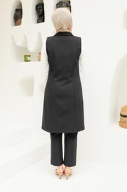 Black Hijab Suit Dress 5682S - 3