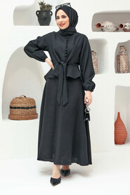 Black Hijab Suit Dress 64670S - 1