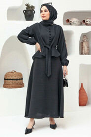 Black Hijab Suit Dress 64670S - 2