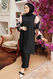 Black Hijab Suit Dress 7682S - 2