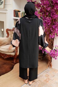 Black Hijab Suit Dress 7682S - 3