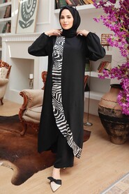 Black Hijab Suit Dress 7686S - 3