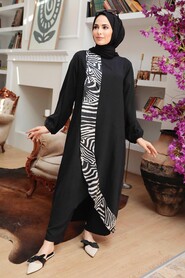 Black Hijab Suit Dress 7686S - 2