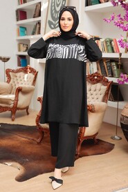 Black Hijab Suit Dress 7687S - 1