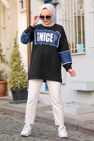 Black Hijab Sweatshirt 2382S - 2