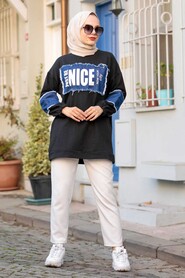 Black Hijab Sweatshirt 2382S - 1