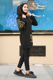 Black Hijab Sweatshirt 7582S - NEVA STYLE