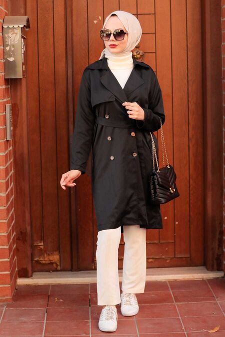 Black Hijab Trenchcoat 263S - NEVA STYLE