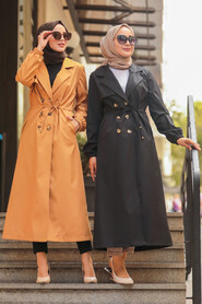 Black Hijab Trenchcoat 5571S - 3