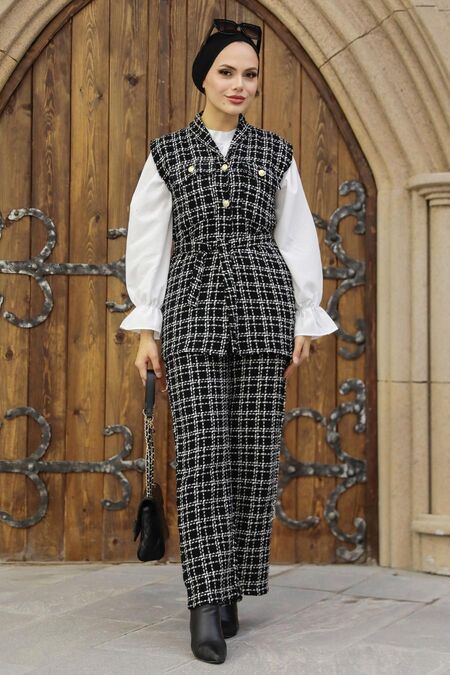 Black Hijab Triple Suit 4658S - NEVA STYLE