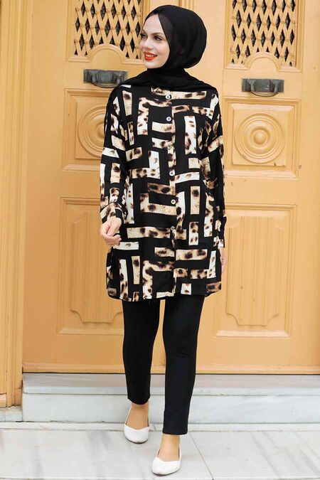 Black Hijab Tunic 11542S - NEVA STYLE