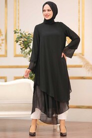 Black Hijab Tunic 33170S - Thumbnail