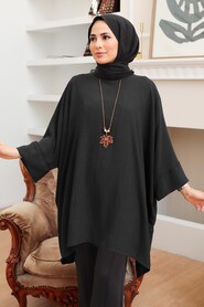 Black Hijab Tunic 40760S - NEVA STYLE